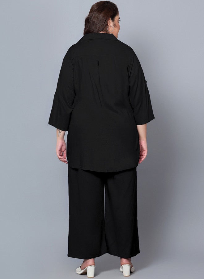 Indietoga Plus Size Shirt Collar Shirt With Trousers - Image 5